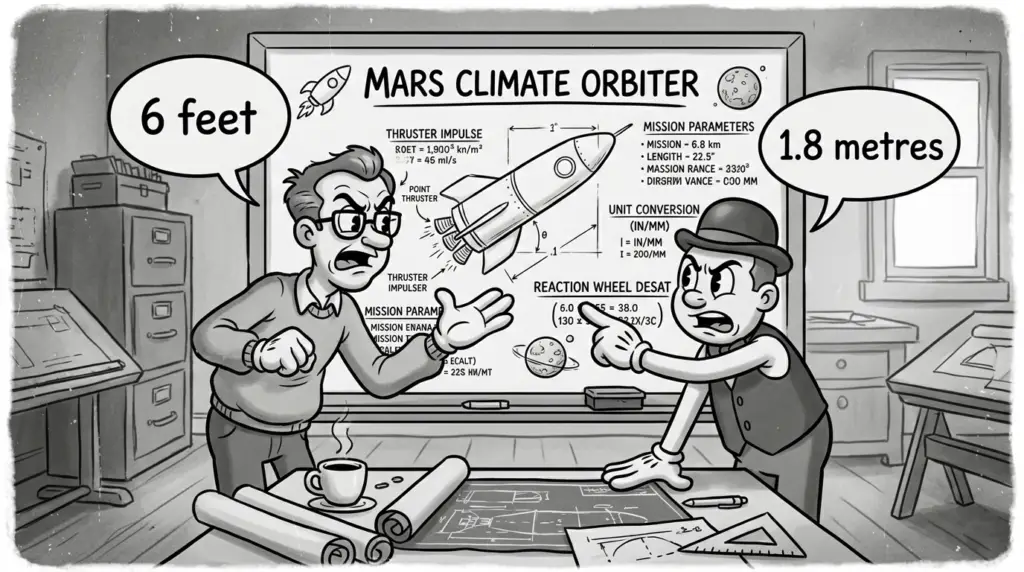 Mars Climate Orbiter. Metric conversion error